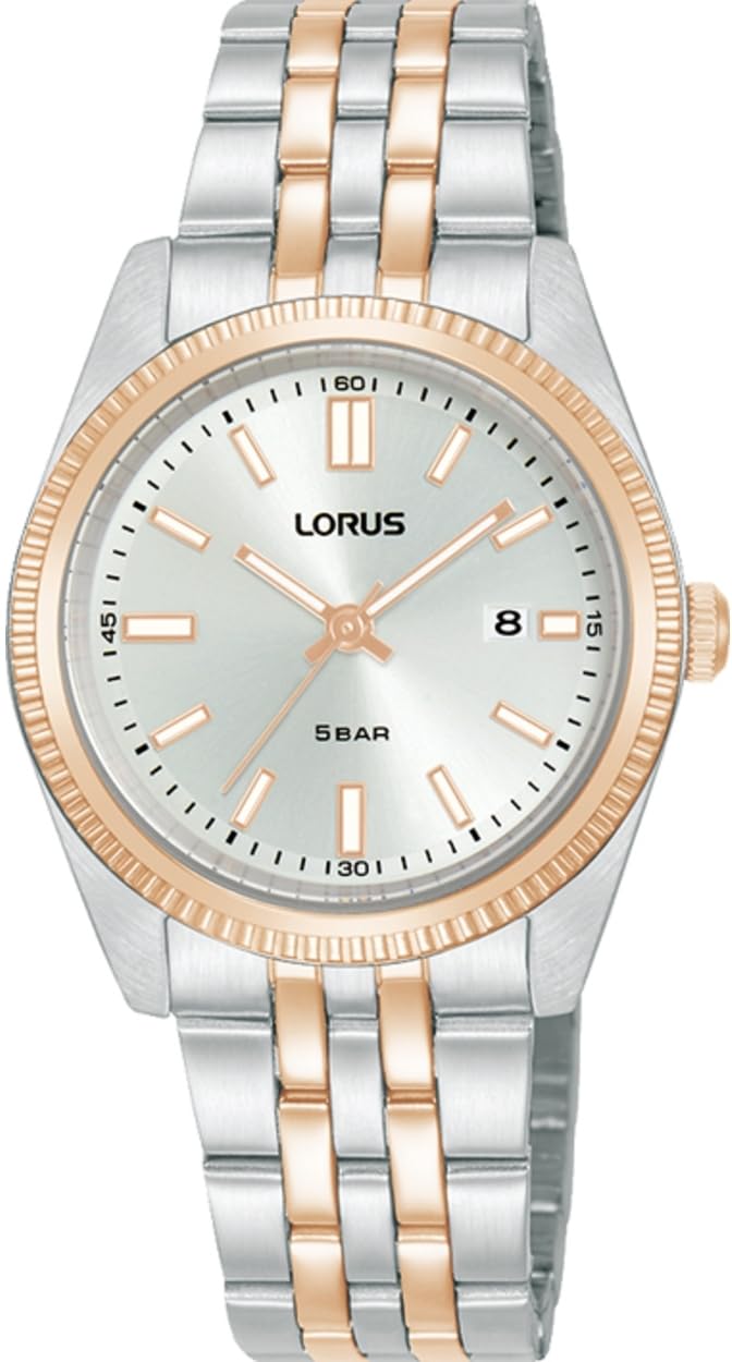 Lorus Reloj Analógico de Cuarzo para Mujer con Pulsera de Acero Inoxidable, Plata/Oro