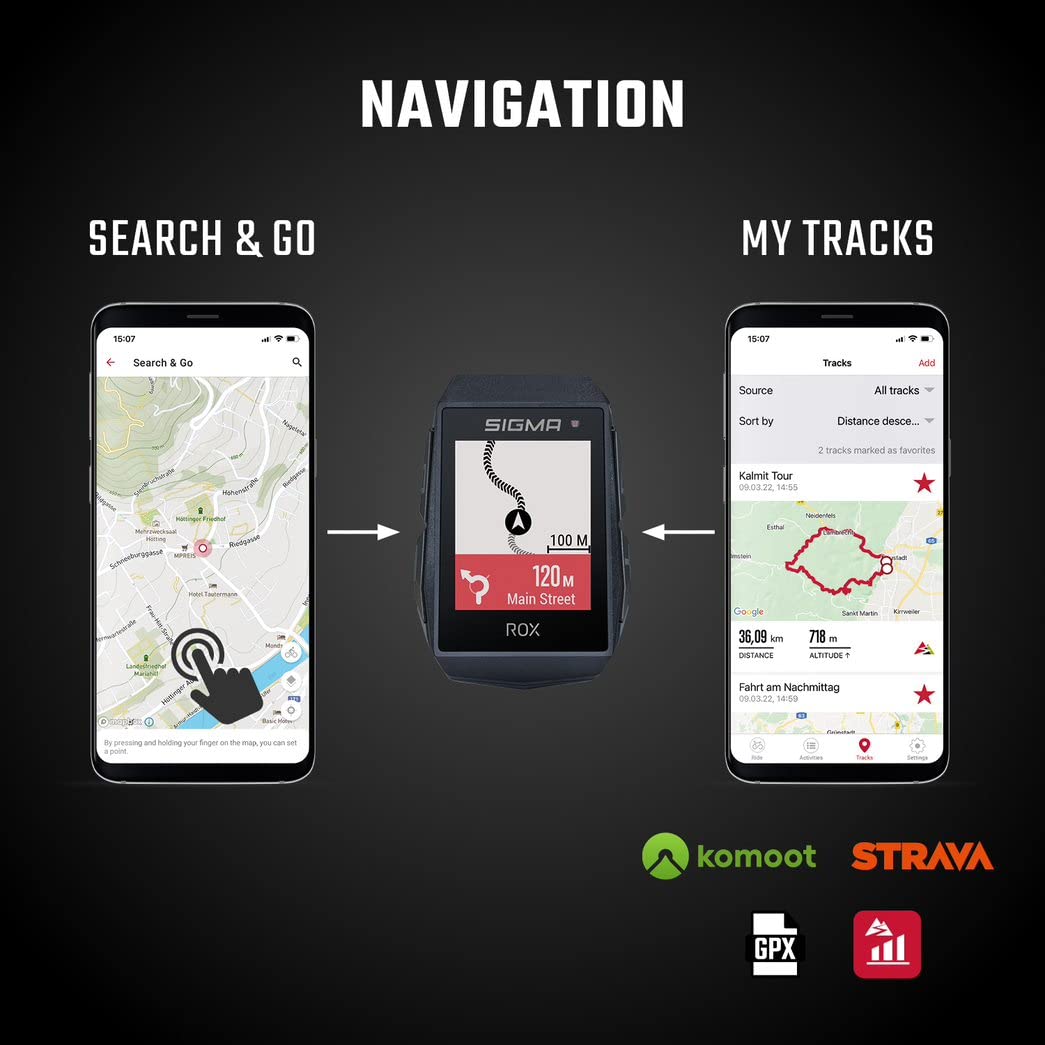 Sigma ROX 11.1 EVO Negro | Ciclocomputador GPS con 150 Funciones | Compatible con E-Bike I Ciclocomputador inalámbrico con Pantalla de 1,77" I Velocímetro GPS con medición de altitud