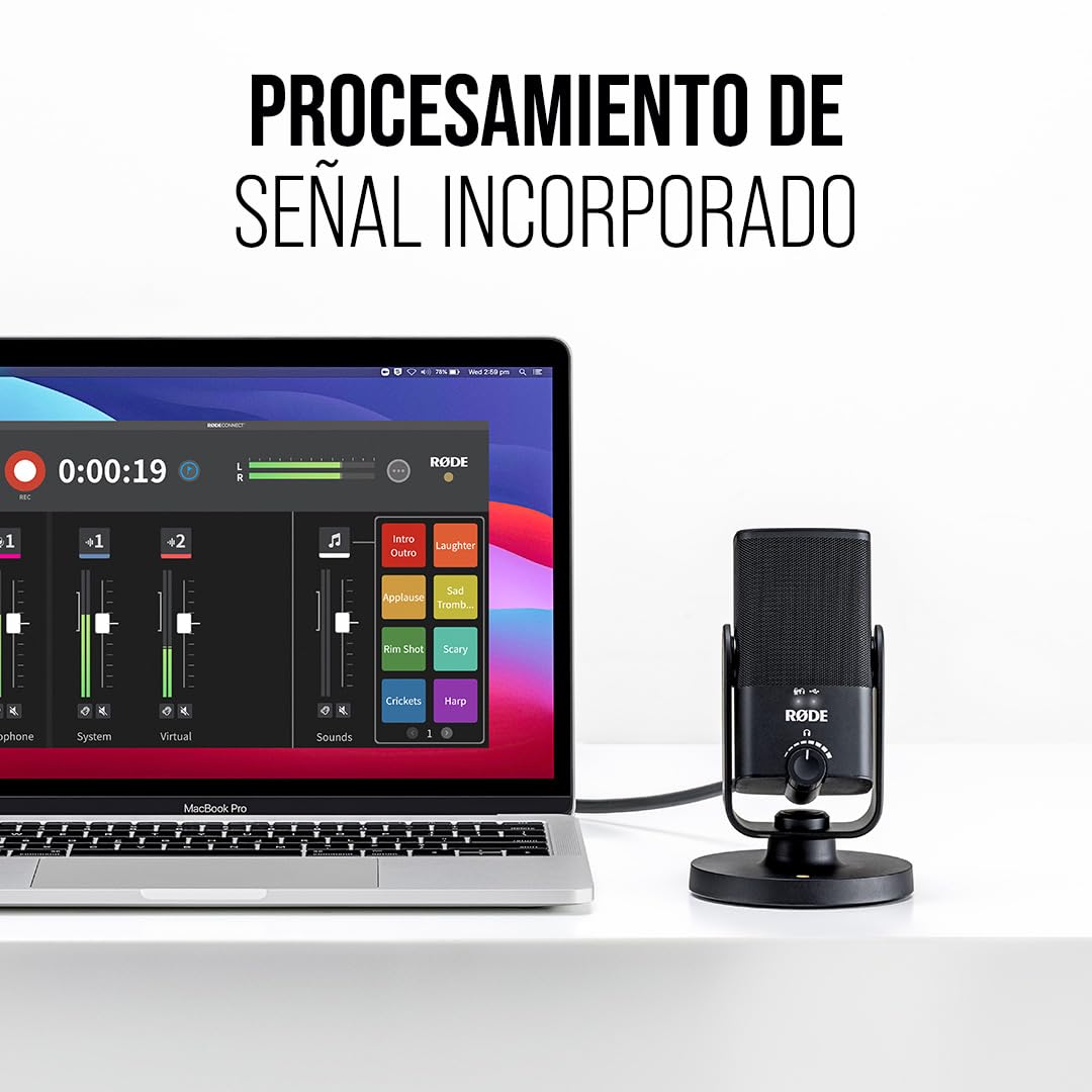 RØDE NT-USB - Micrófono, USB, 3.5 mm, negro