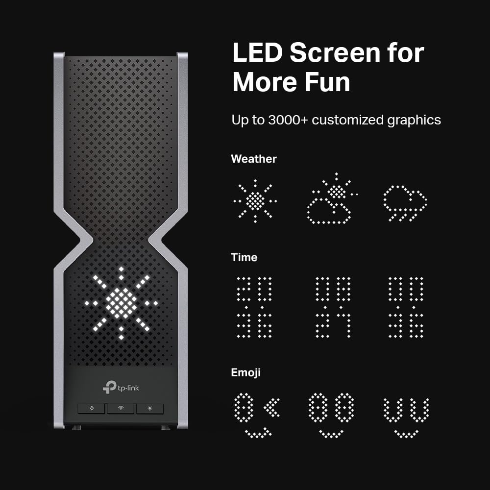 【Nuevo】 TP-Link Archer BE800 - BE19000 Tri Banda Wi-Fi 7 Router |uno de los routers más rápidos con 2 × 10 Puertos G | Pantalla LED|8× Antenas Internas |Red más Segura| VPN,QoS y EasyMesh