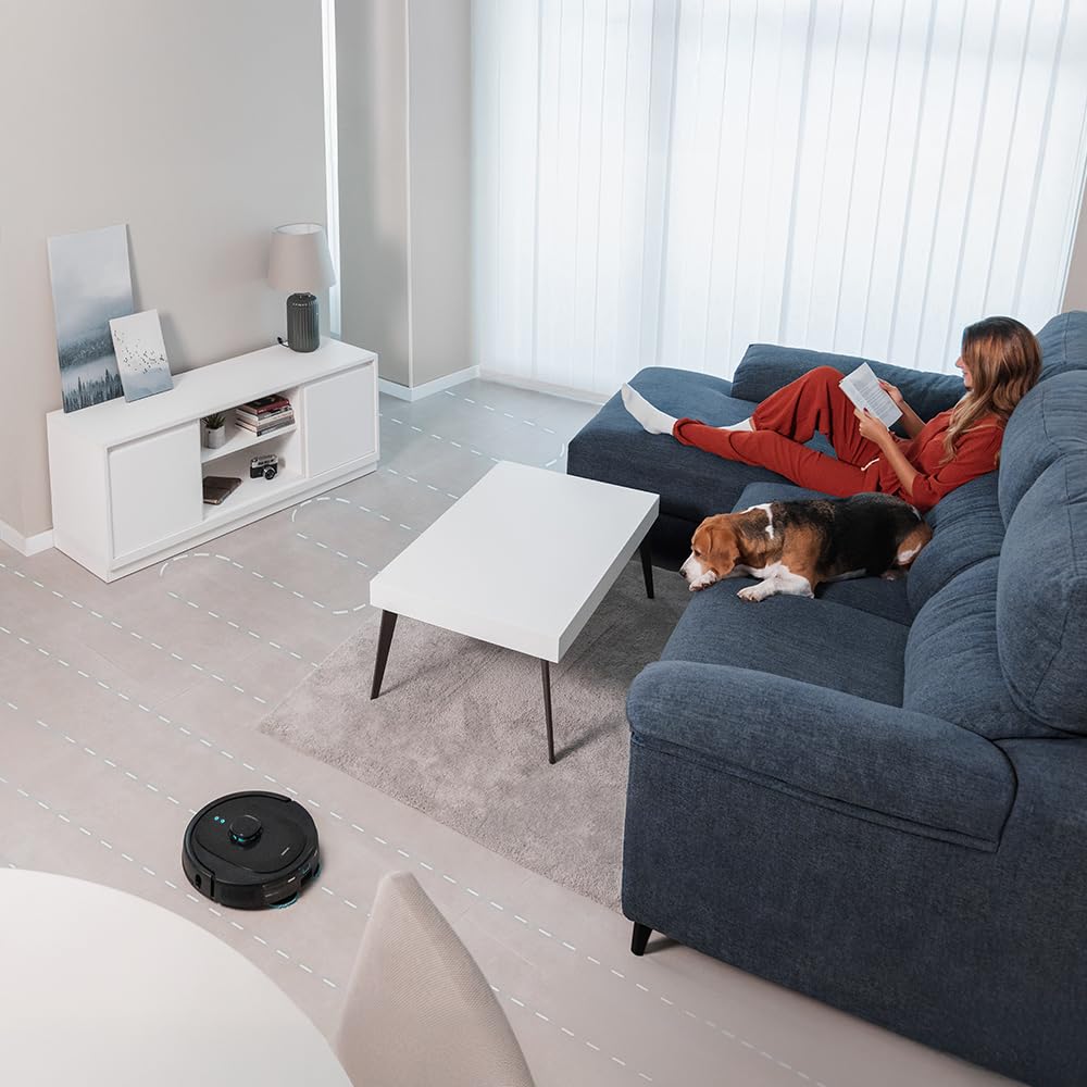 Cecotec Robot Aspirador Base Autovaciado Conga 9590 Spin Revolution Ultra Power Home. Navegación Láser, 10000Pa, App, Autonomía 240min, Mopas Giratorias. Cepillo de Silicona Mascotas