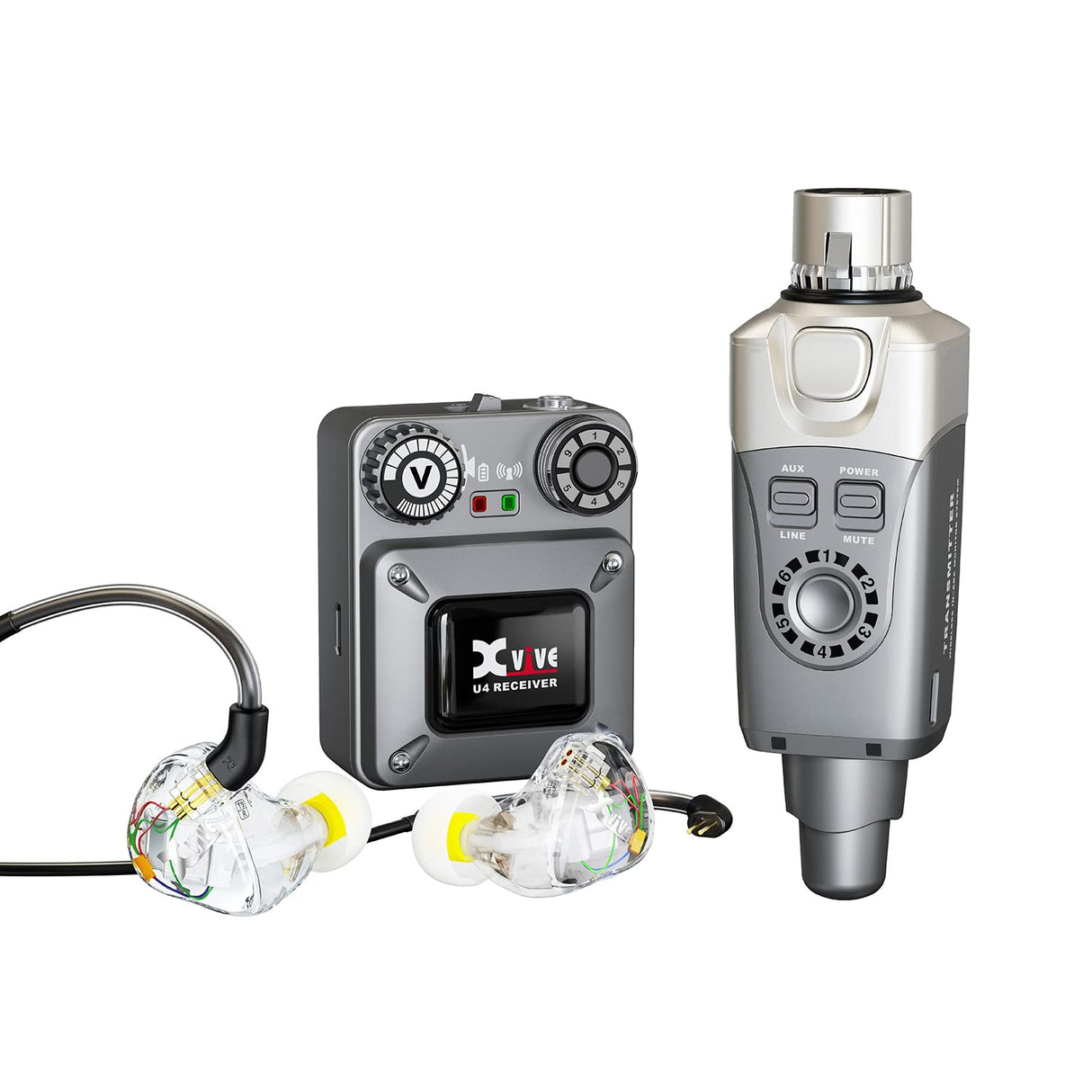 XVIVE U4T9 Wireless Monitor Bundle, Sistema inalámbrico profesional para monitorización de auriculares in-ear, compuesto por 1 emisor, 1 receptor y Auriculares in-ear