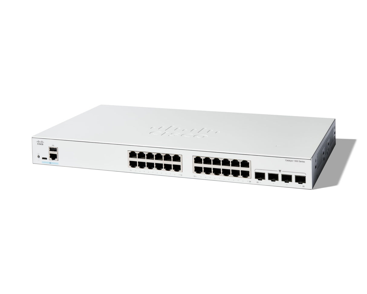 Cisco Switch gestionado Cisco Catalyst 1300-24T-4G, GE de 24 Puertos, SFP GE 4x1, protección Limitada de por Vida (C1300-24T-4G)