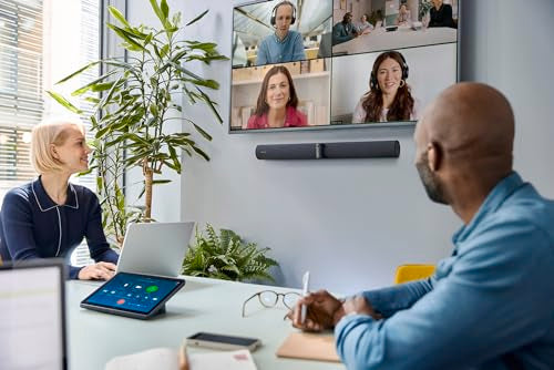 Jabra PanaCast 50 Video Bar System Zoom Rooms - Barra de Camara videoconferencia Todo en uno para Salas de reuniones Medianas, Tableta con Pantalla táctil incluida, visión de 180 Grados - Negro