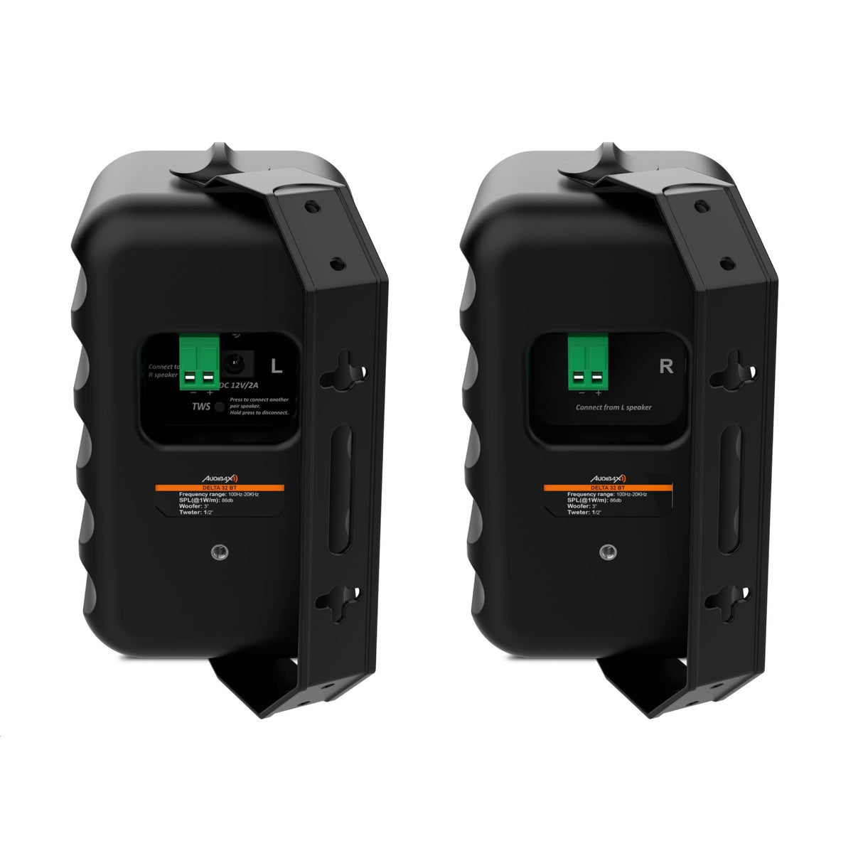 Audibax Delta 32 BT Black Pareja de Altavoces Bluetooth – Altavoces Activos de Alto Rendimiento para Pared – Compatible con Bluetooth - Alto Rango de Frecuencia (100Hz-20kHz) - Sonido Envolvente