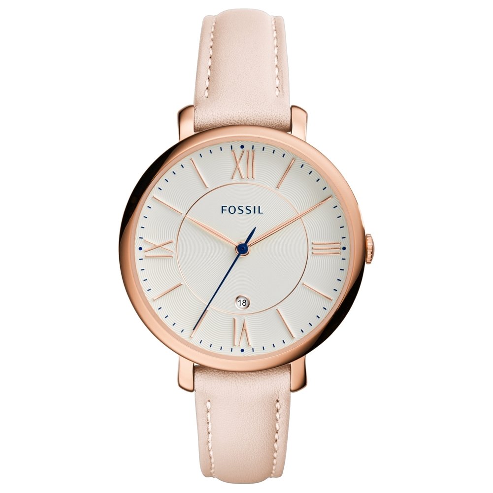 Fossil Jacqueline Reloj para mujer, movimiento de cuarzo con correa de acero o piel, Tono rosa claro y oro rosa, 36MM