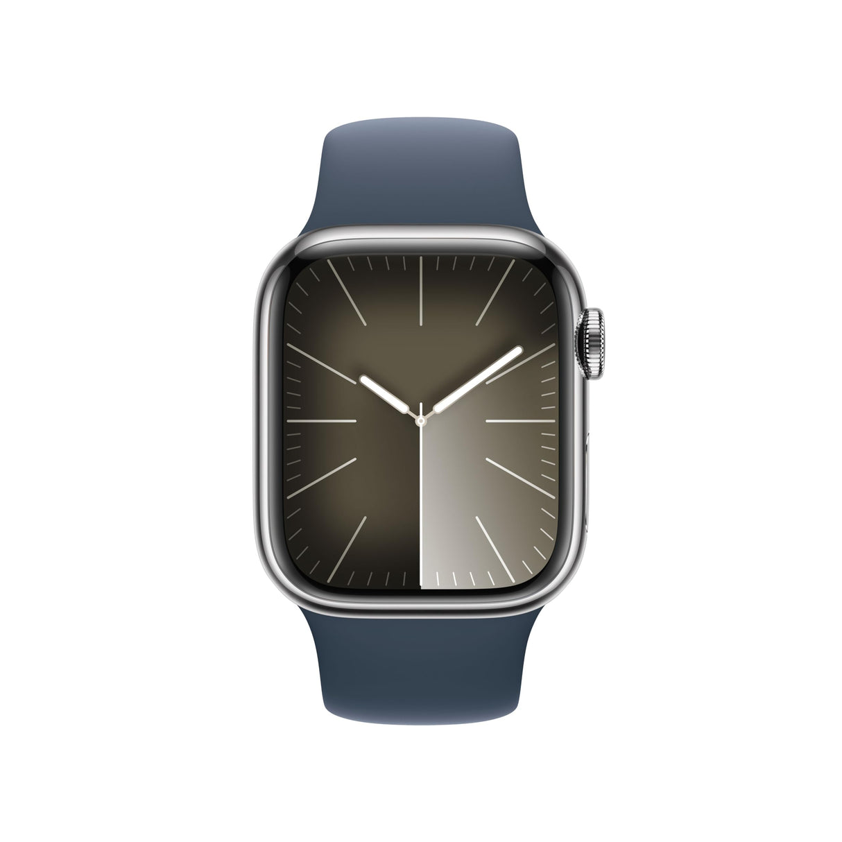 Apple Watch Series 9 (GPS + Cellular) - Caja de Acero Inoxidable en Plata de 41 mm - Correa Deportiva Azul tempestad - Talla M/L