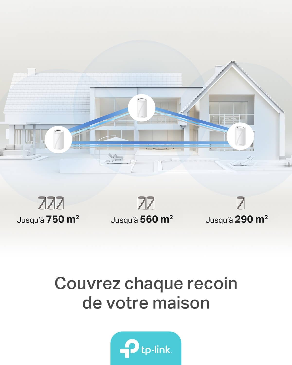 TP-Link Deco BE68 (3-Pack), WiFi 7 Mesh BE14000 Tri-Band, 14 Gbit/s, Ethernet Port up to 10 Gbit/s, Band 6 GHz, Coverage up to 700 m², Compatible with All Fiber Internet Boxes