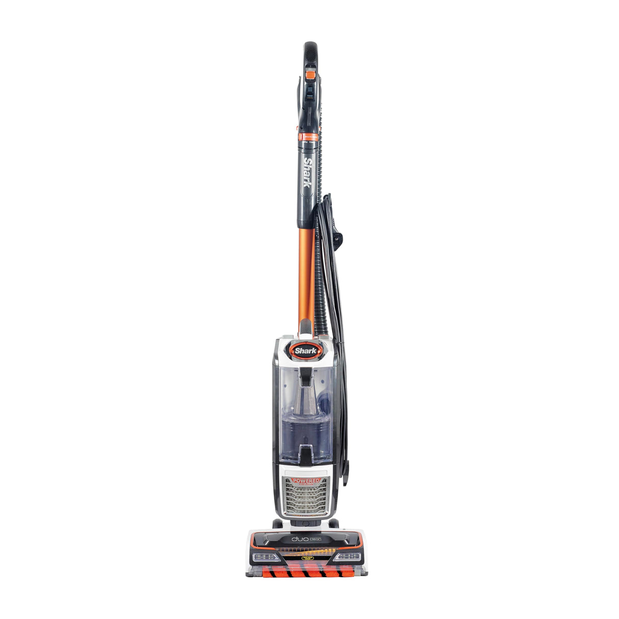 Shark Aspiradora con cable de 0,83 l, Anti Hair Wrap, DuoClean, Powered Lift Away, boquilla para tapicería, boquilla estrecha, cepillo para polvo, cable 8 metros, gris oscuro/naranja, NZ801EU