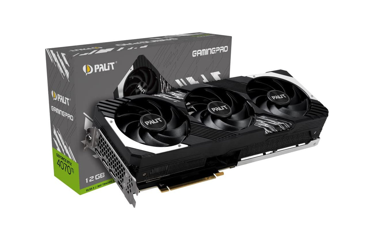 Palit GeForce RTX 4070 Ti Gaming Pro - Tarjeta gráfica de 12 GB GDDR6X, Reloj gráfico de 2310 MHz, PCIe 4.0, 1 HDMI, 3 Puertos de visualización