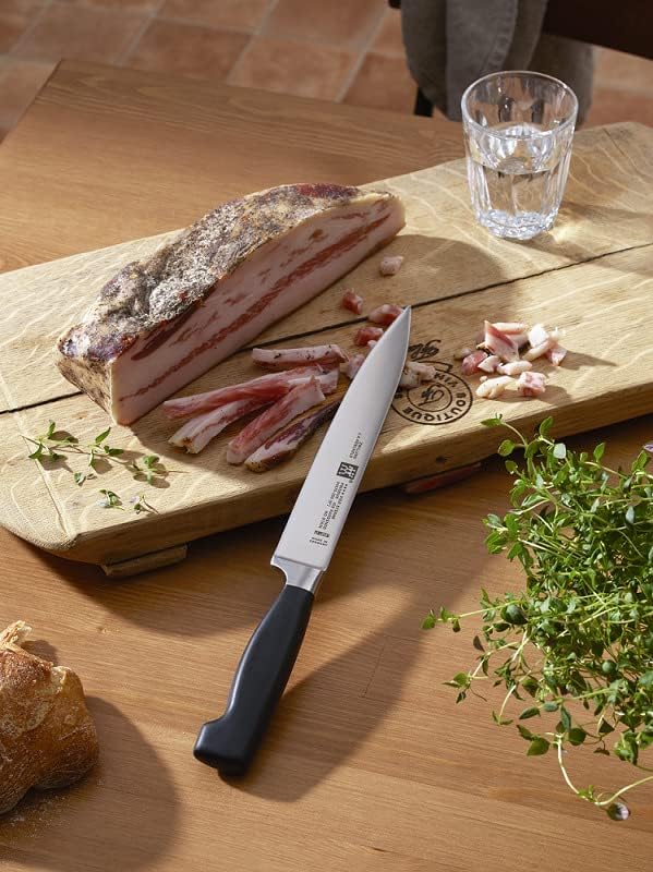 ZWILLING Juego de cuchillos, 3 piezas, Cuchillo para mechar y adornar, Cuchillo para carne, Cuchillo de chef, Mango especial de acero inoxidable/plástico, Four Star