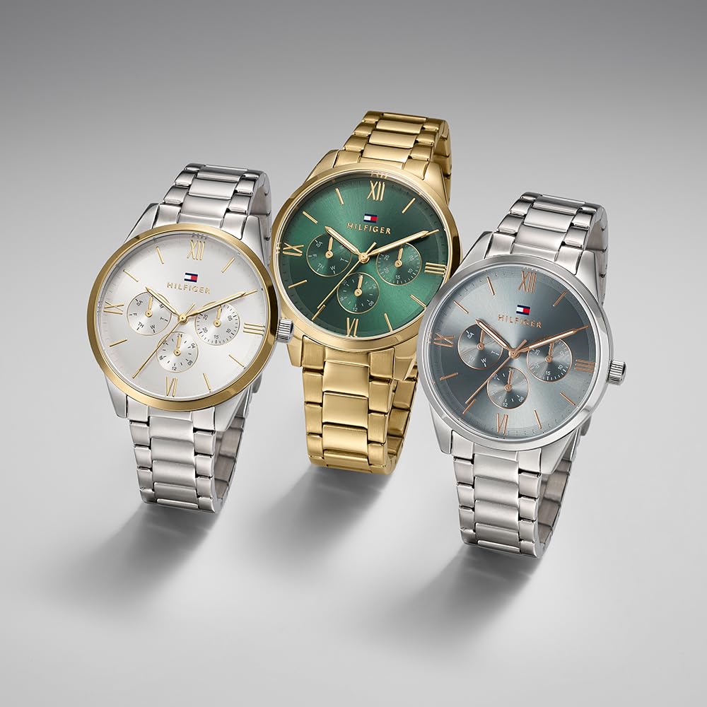 Tommy Hilfiger Reloj Analógico de Cuarzo Multifunción para Mujer con Correa de Acero Inoxidable Plateada - 1782745