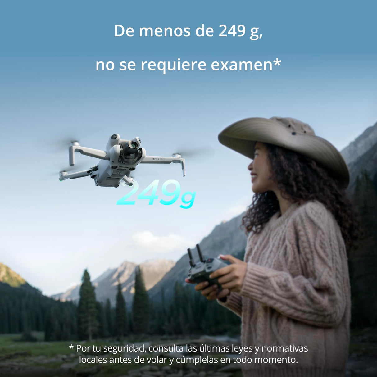 DJI Mini 4 Pro (DJI RC-N2), dron mini plegable con cámara de vídeo 4K HDR para adultos, menos de 249 g, 34 min de tiempo de vuelo, distancia máx. de transmisión de vídeo de 20 km, C0, Gris