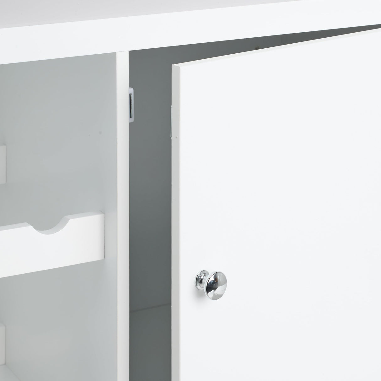Relaxdays Carrito Auxiliar de Cocina, Botellero, Portacopas, con Puerta, Toallero, 83x92x40 cm, Bambú, Blanco/Natural, Nailon, Tablero de Fibras