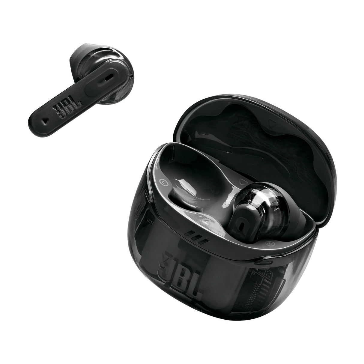 JBL Tune Flex 2, Auriculares inalámbricos Bluetooth y cancelación de Ruido. Autonomía de hasta 48 hrs, IP54 Resistentes al Agua y al Polvo, conexión multipunto, diseño ergonómico y Abierto,Ghost Negro