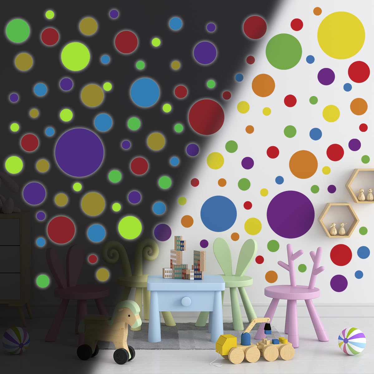 Ambiance - Adhesivo decorativo para pared (80 x 60 cm), diseño de puntos multicolor