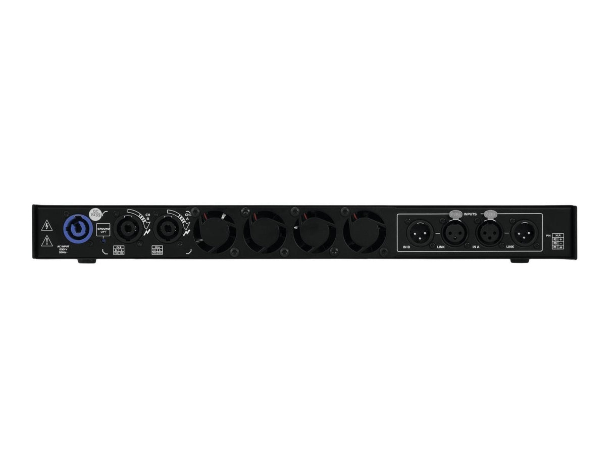 Omnitronic XDA-2402 - Amplificador PA estéreo con fuente de alimentación conmutada, 2 x 1200 W/4 ohmios, 2 x 880 W/8 ohmios, peso ligero y altura gracias a la fuente de alimentación conmutada