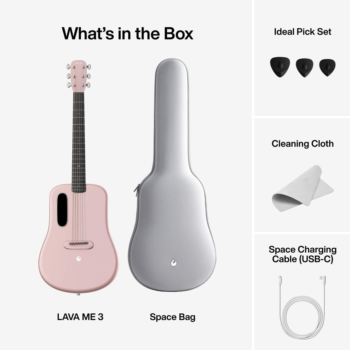 LAVA ME 3 Smart Guitarra con Bolsa espacial, Guitarras electroacústicas 36'' Fibra de carbón, Rosa