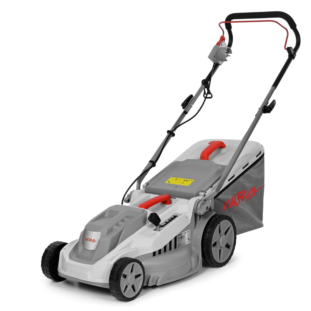 IKRA cortacésped eléctrico IERM 1638-1, 1600W, 5 Posiciones de Ajuste de Altura de Corte 30-75mm, Ancho de Corte 38cm