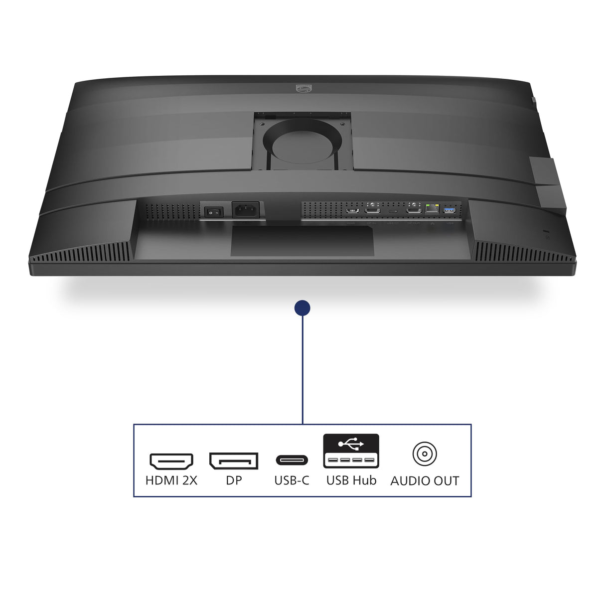 Philips 27B2U4601 Monitor 27 Pulgadas QHD, 120Hz, IPS, 4 ms GtG, Adaptive Sync., Altura Ajustable, Altavoces (2560x1440, 1x HDMI 2.0, 1x DP 1.4, USB-Hub), Gris Oscuro