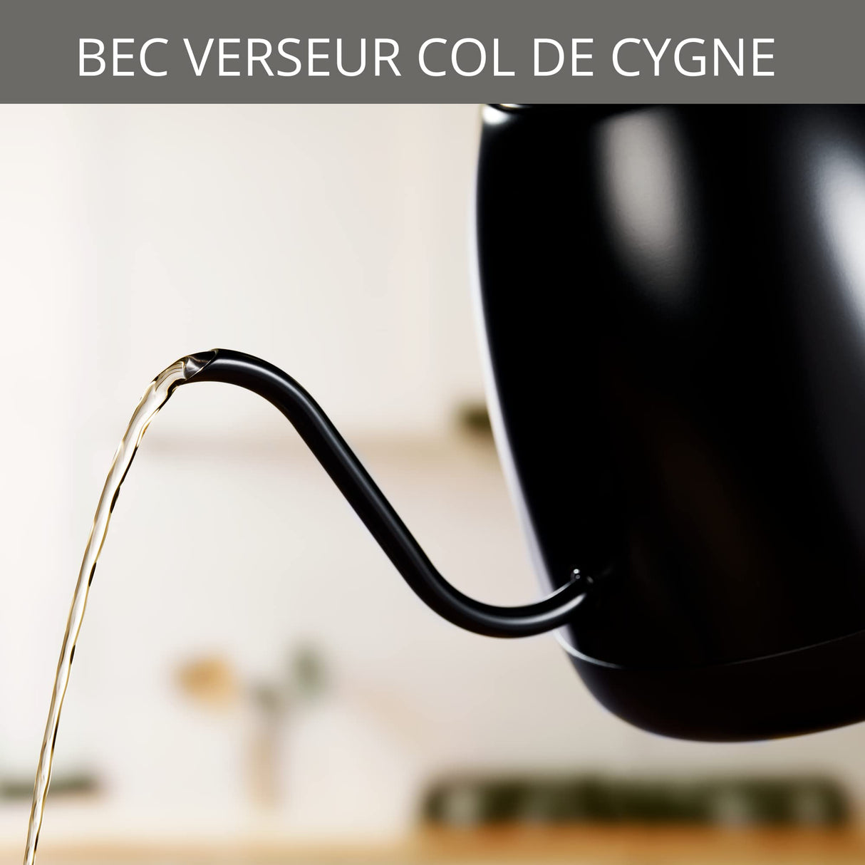 Krups Hervidor de agua de cuello de cisne, Versátil, Té, Café, Infusión, 8 temperaturas, Mantener caliente 30 min, Tapa extraíble, Café Control BW923810, Negro