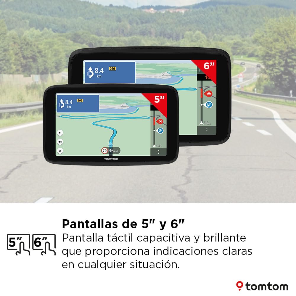 TomTom GPS Coche GO Classic Lite (5", información de tráfico y Alerta de radares, actualizaciones de mapas de Europa Mediante Wi-Fi y Soporte Reversible Integrado)