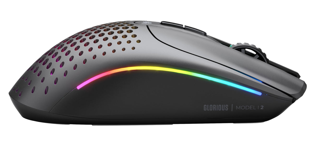 Glorious Gaming Model I 2 Wireless Ratón gaming inalámbrico - Híbrido 2,4 GHz y Bluetooth, superligero, 9 botones (2 intercambiables), RGB, gran batería, MMO/MOBA/FPS, reposapulgares lateral - Negro