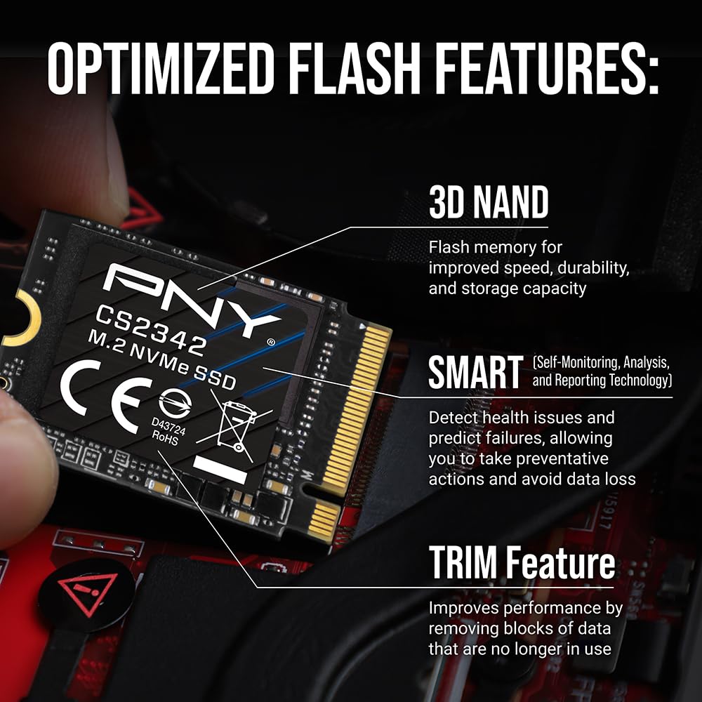 PNY CS2342 M.2 2230 2TB NVMe Gen4 x4 SSD - hasta 7.300 MB/s de Lectura y 6.000 MB/s de Escritura - M230CS2342-2TB-TB