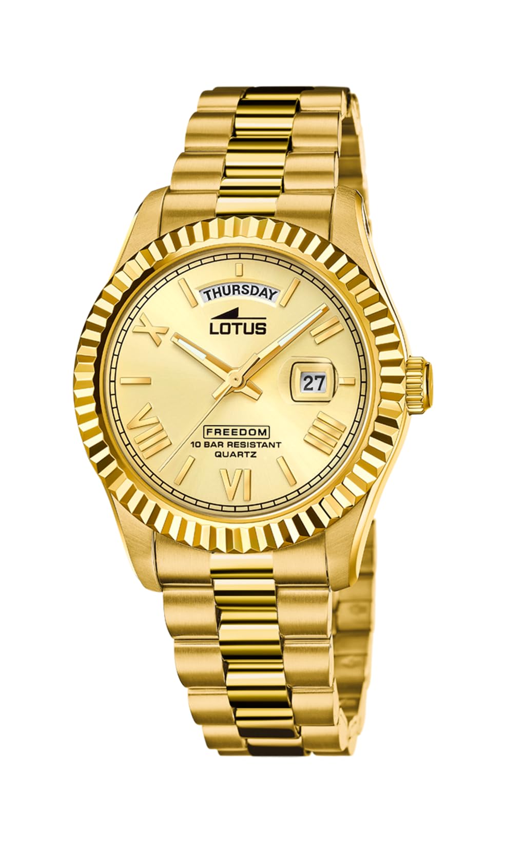 Reloj Lotus para Hombre 18857/1 Freedom Caja de Acero Inoxidable 316l Dorado Correa de Acero Inoxidable 316l Dorado