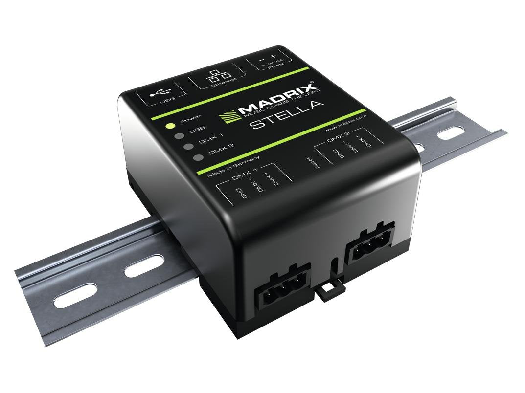 Madrix M0010084 "Stella A 2-Port Art-Net Node o DMX 512" Interfaz USB para proyecto de estado sólido