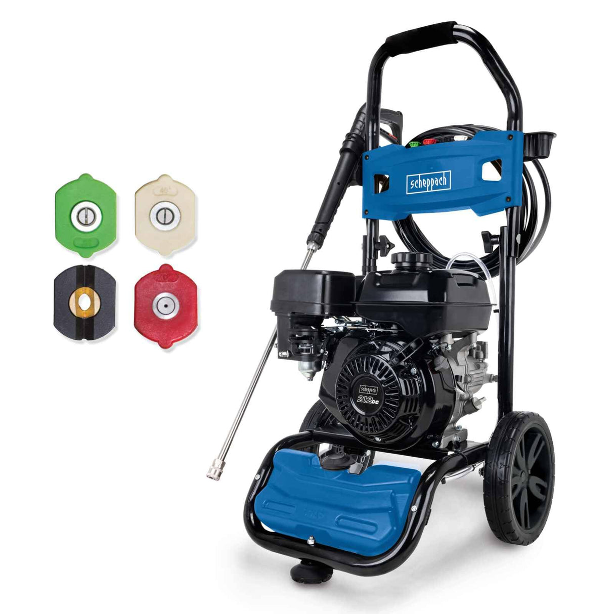 Scheppach Limpiador de Alta Presión Térmica HCP5000-4,3 KW - Motor de Gasolina 4 Tiempos 5,9 CV - Presión 241 Bar - Flujo 570 l/h - Arrancador de Cable - Accesorios Incluidos