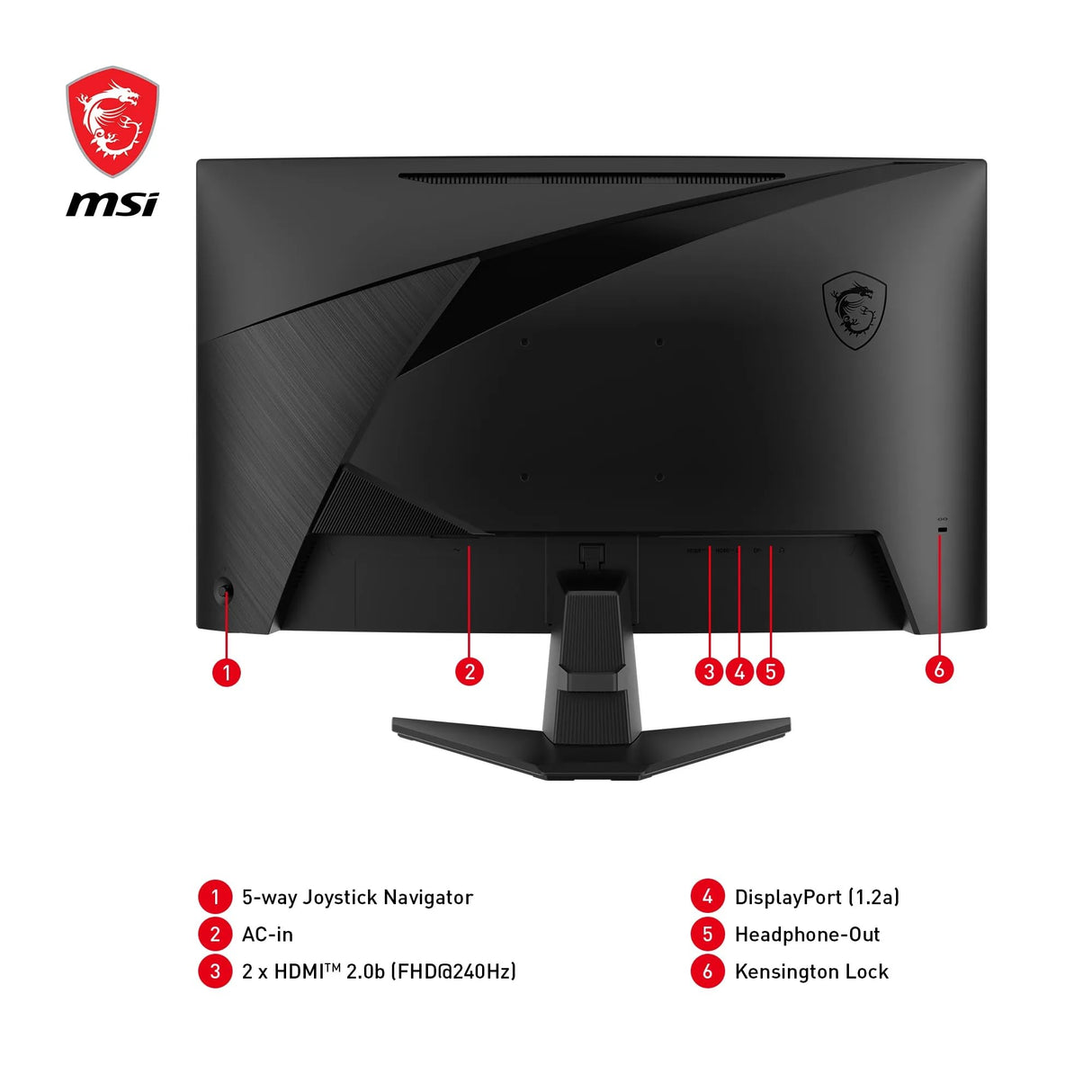 MSI mag 27C6F Monitor Curvo Gaming FHD de 27", 1500R 1920 x 1080 Panel VA rápido, 180 Hz / 0,5 ms (GtG, mín.), Sincronización adaptativa, DP 1.2a, HDMI CEC