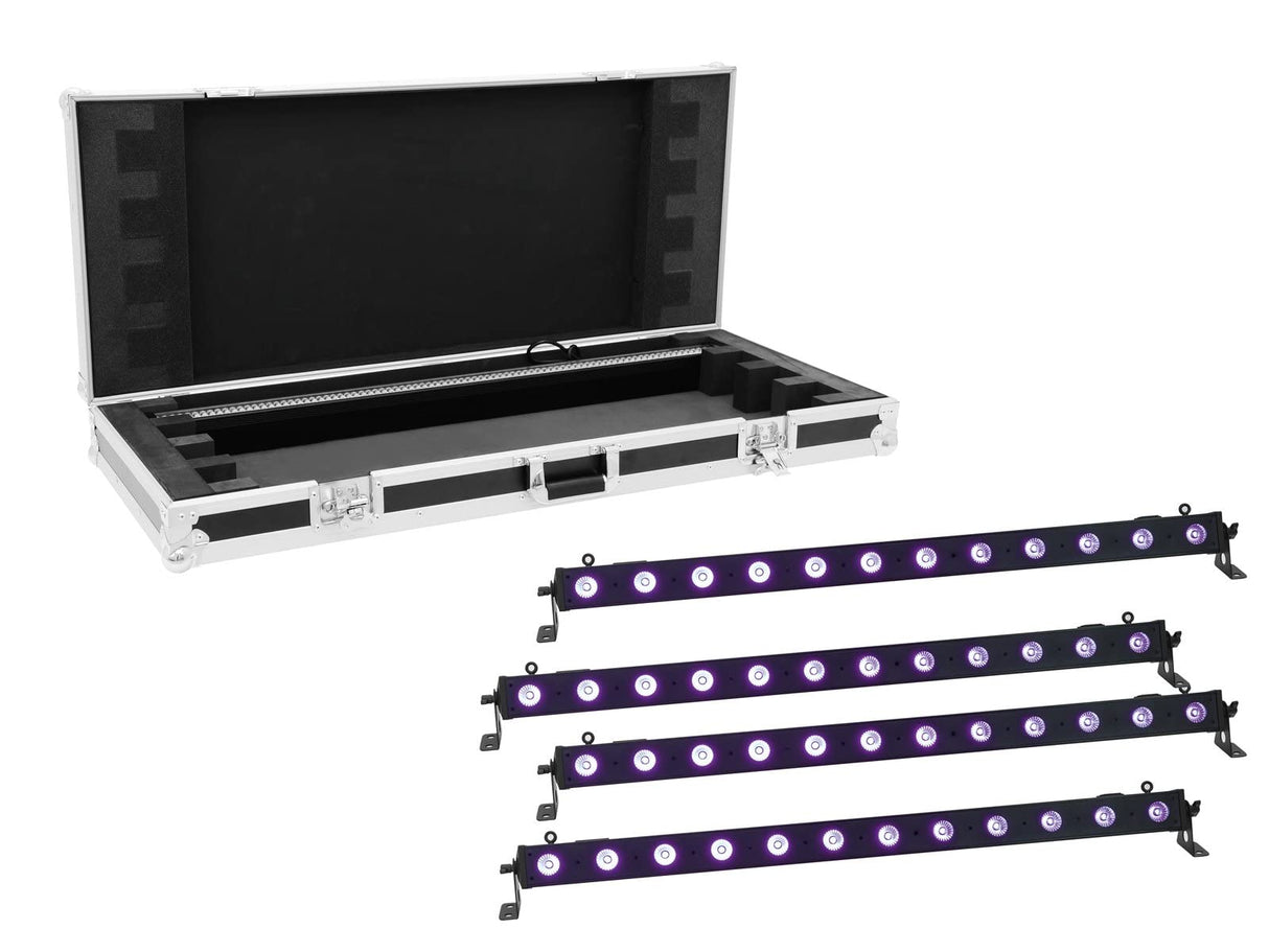 EUROLITE - Set de 4 luces LED bar-12 barras UV + carcasa