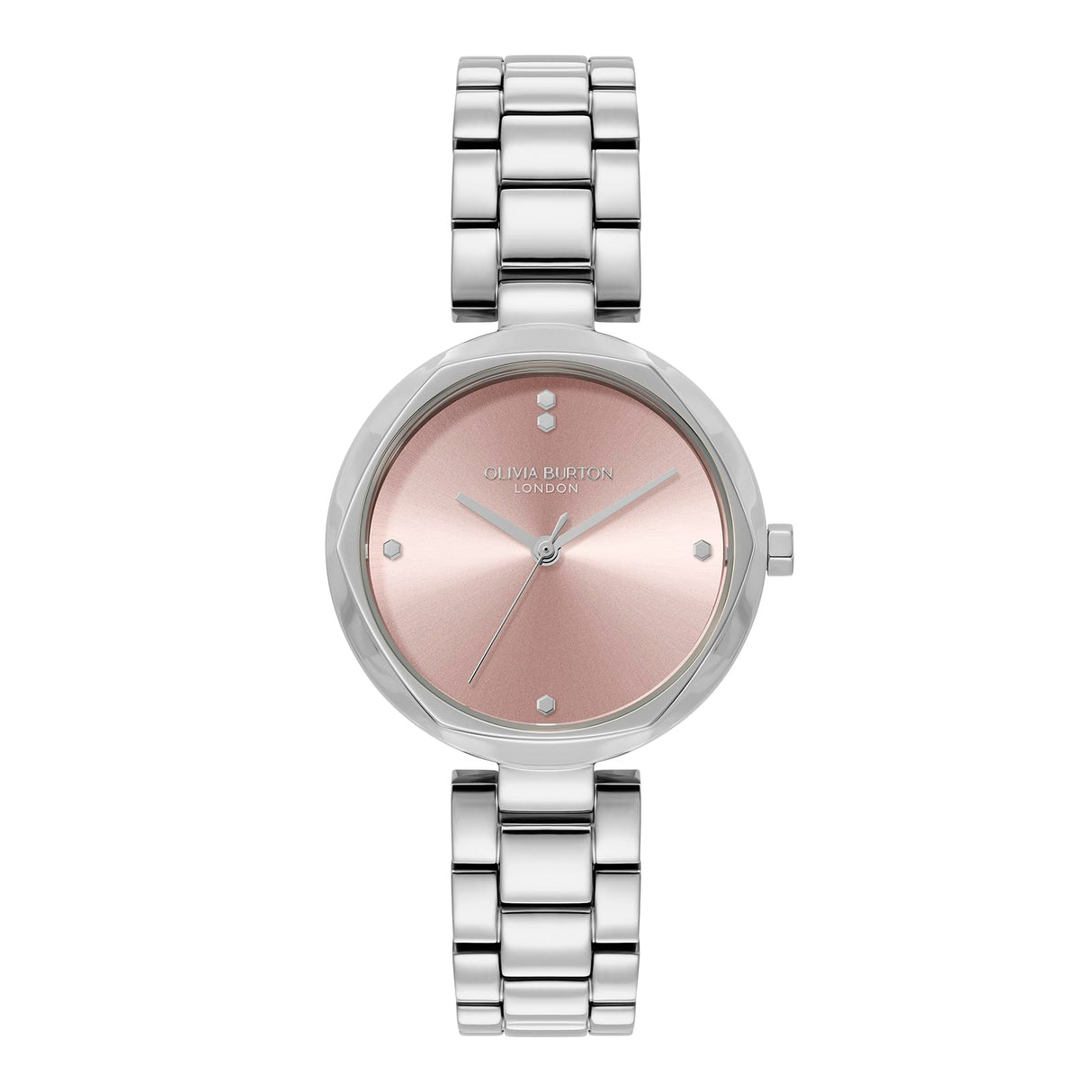 Olivia Burton Reloj con Movimiento de Cuarzo de Tres Manecillas para Mujer Colección Dimension con Correa de Acero Inoxidable Plateada - 24000259