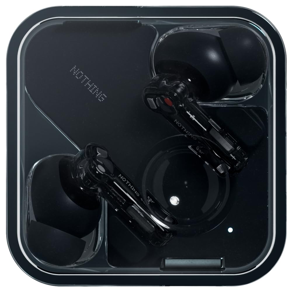 Nothing Ear Auriculares inalambricos Bluetooth con Integración de ChatGPT, Audio Hi-Res, Cancelación de Ruido Activa Inteligente, Ecualizador Avanzado y hasta 40,5 Horas de reproducción - Negro