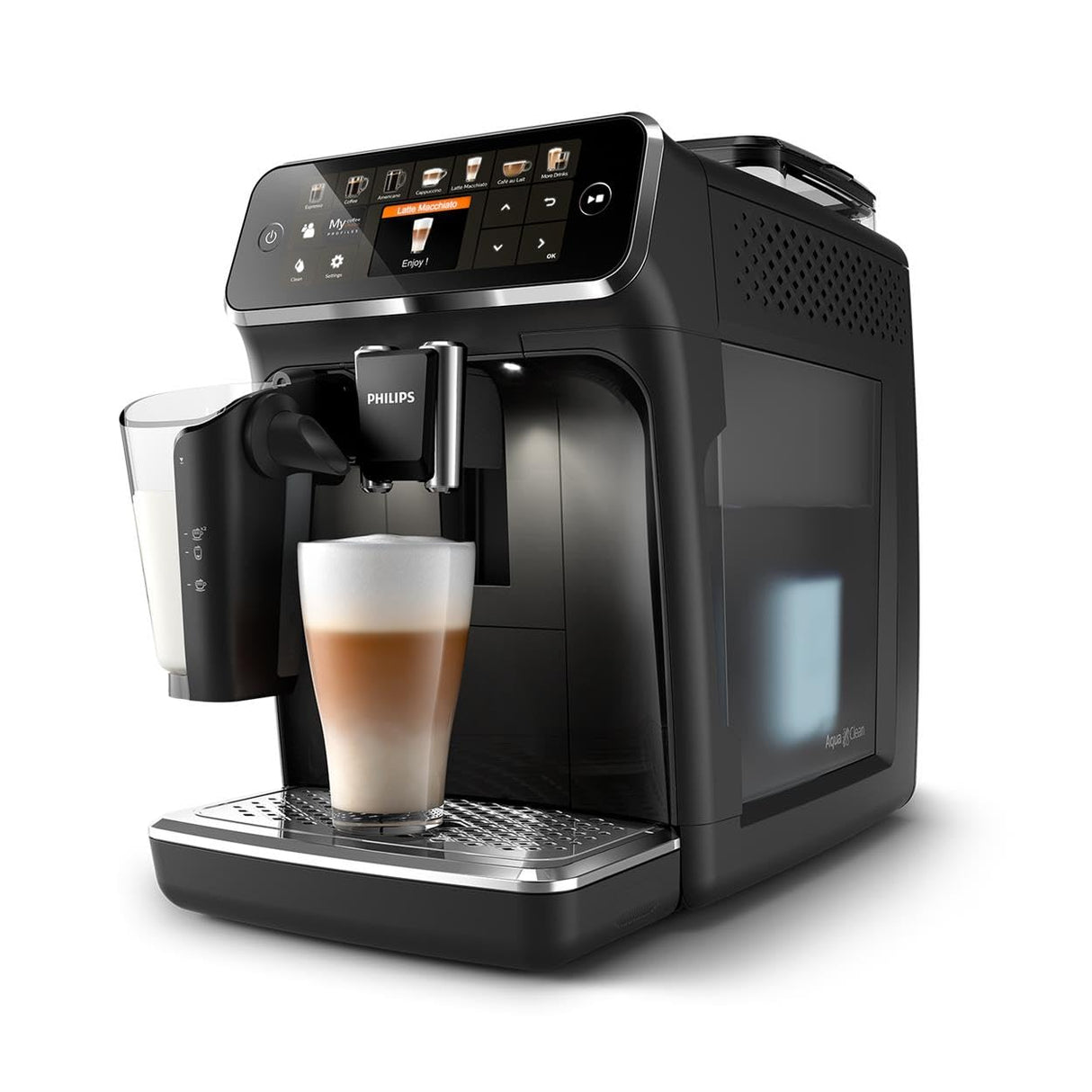 PHILIPS Serie 5400 Cafetera Superautomática - Sistema de Leche LatteGo, 12 Variedades de Café, Pantalla Intuitiva, 4 Perfiles de Usuario, Negro (EP5441/50)
