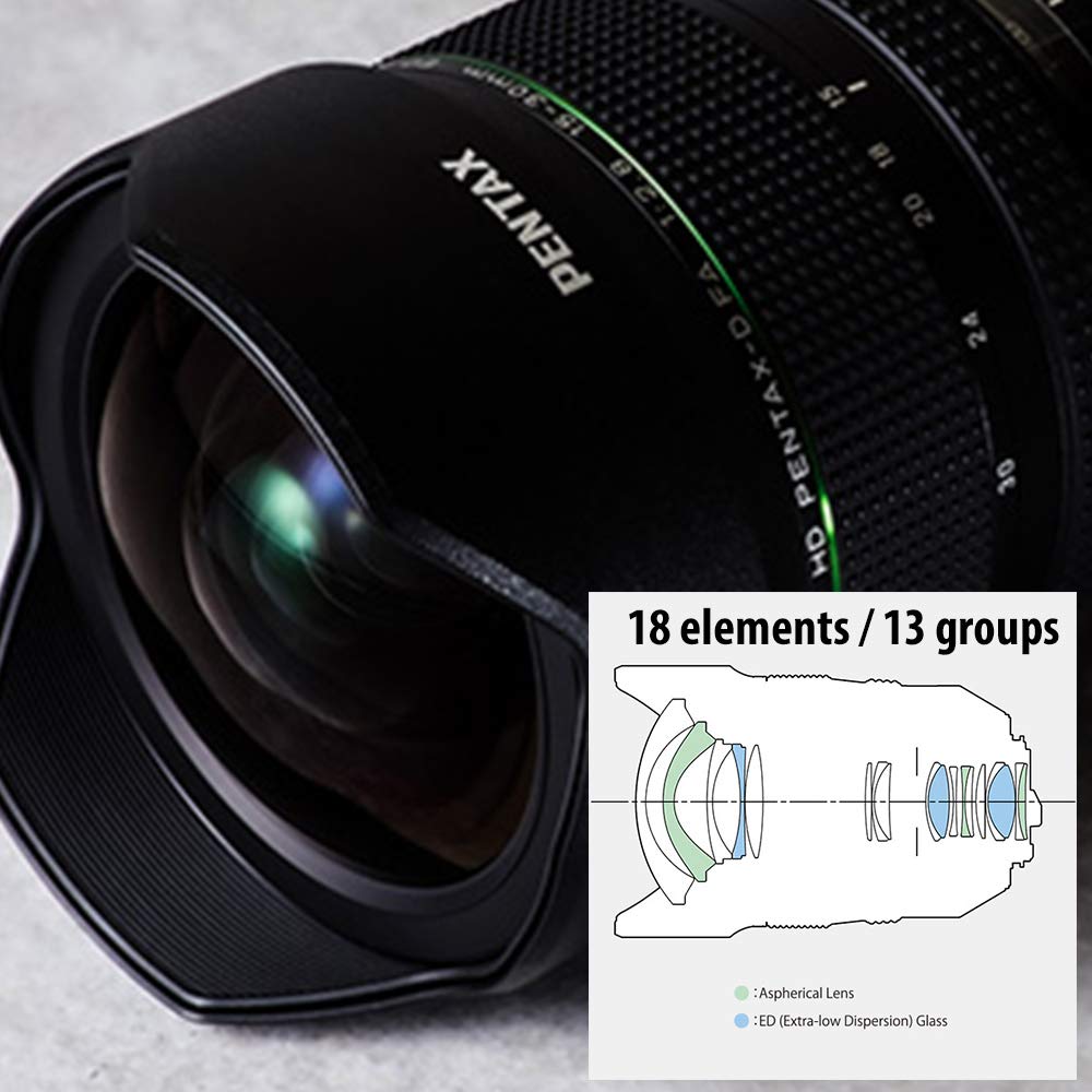 Pentax F2.8 ED SDM WR, Objetivo Zoom Ultra Gran Angular FA 15-30 mm, Tamaño Único, Negro