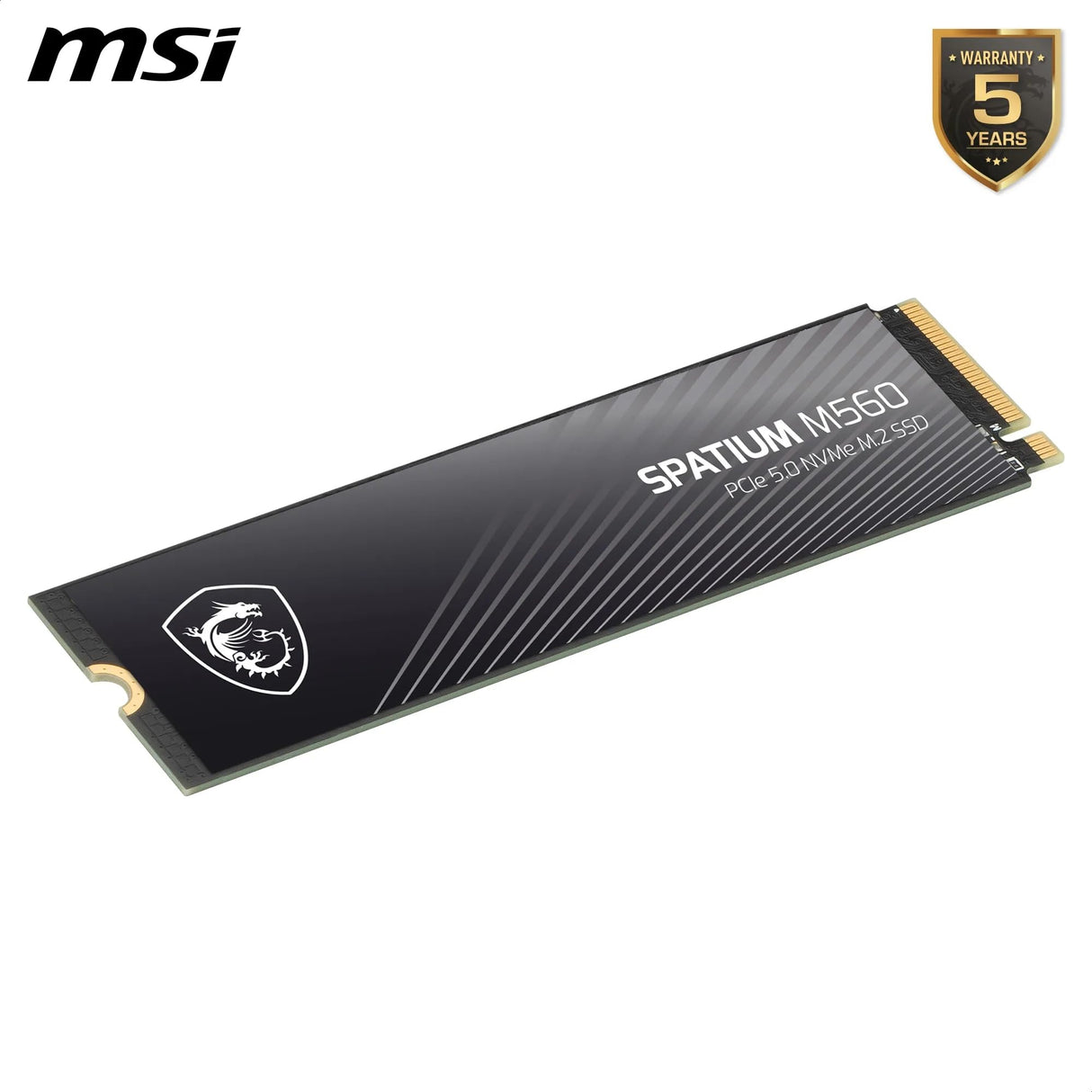 MSI Spatium M560 SSD 1TB PCIe 5.0 NVMe M.2 Unidad de Estado sólido Interna, 10.200MB/s Read & 8.400MB/s Write, 3D NAND, Built-In Data Security, Center