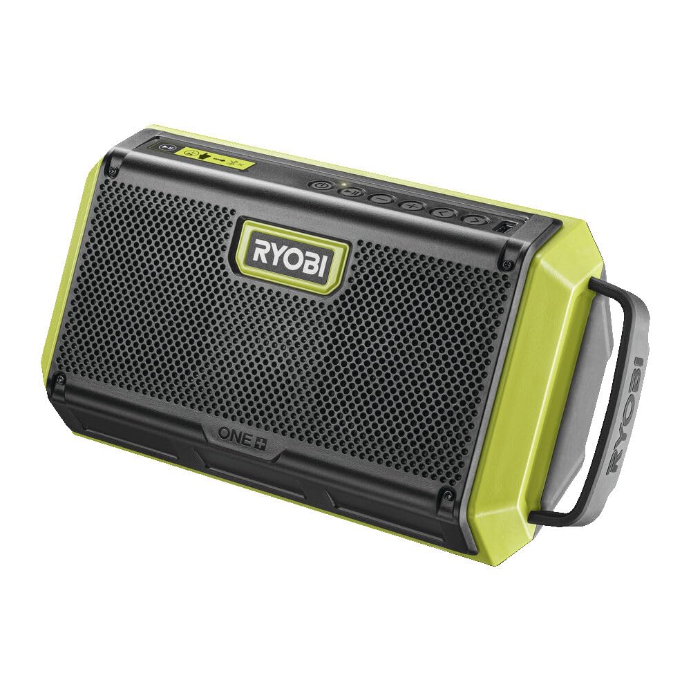 Ryobi - Altavoz Portátil Bluetooth 10W 18V One+ - hasta 17 Horas de Reproducción con Batería de 5 Ah - Peso 1,6kg - Alcance del Bluetooth 25m - Puerto de Carga USB - Sin Batería ni Cargador - RBT18-0