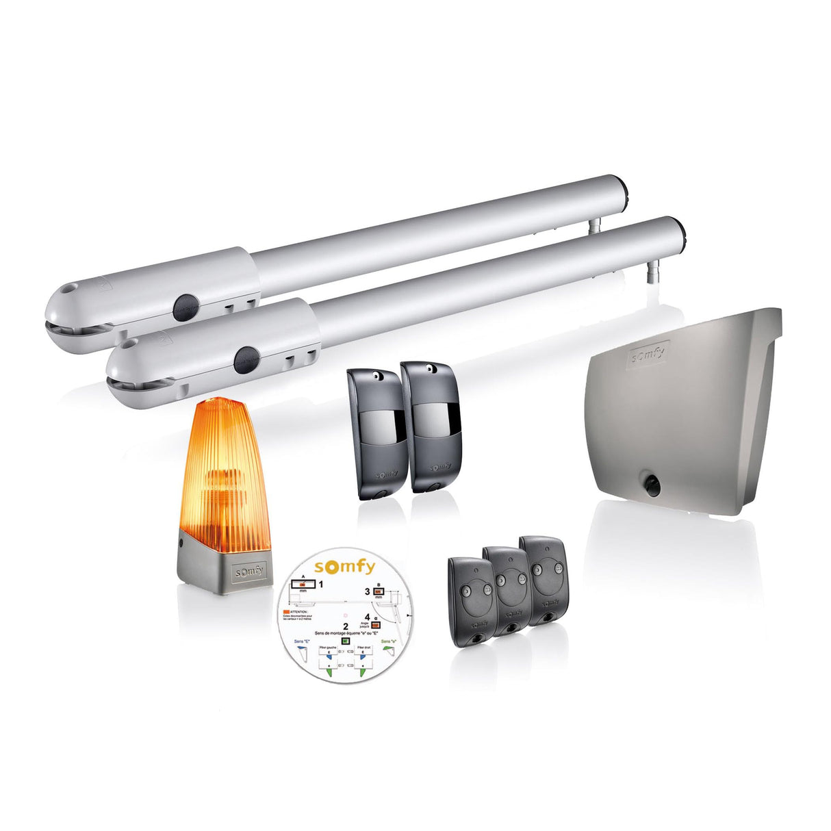 Somfy 1240630 - SGS Line , Kit motor puerta batiente , hasta 200Kg por hoja de 2m2 , Mandos, luz y fotocéluas incluidas