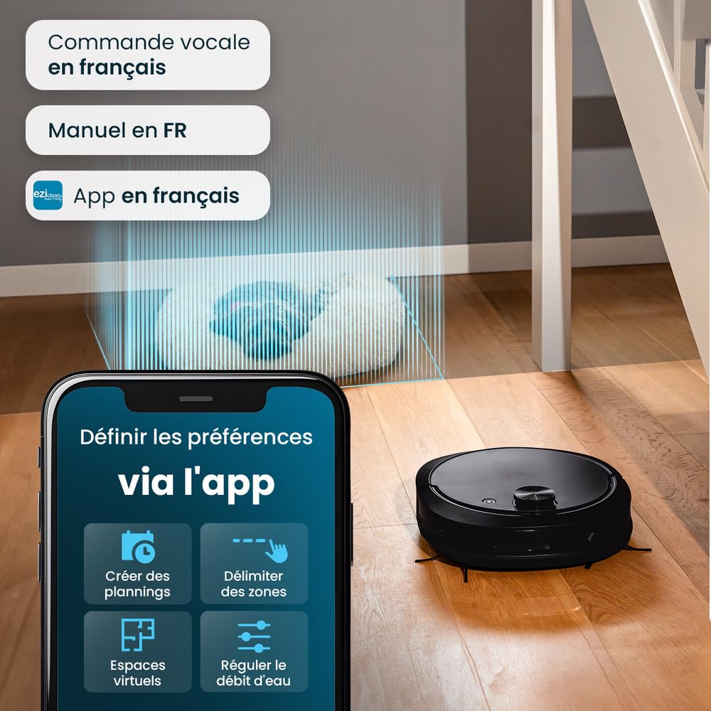 EZICLEAN Robot Aspirador Lavador Conectado con Base de Vaciado Todo Z10 Plus