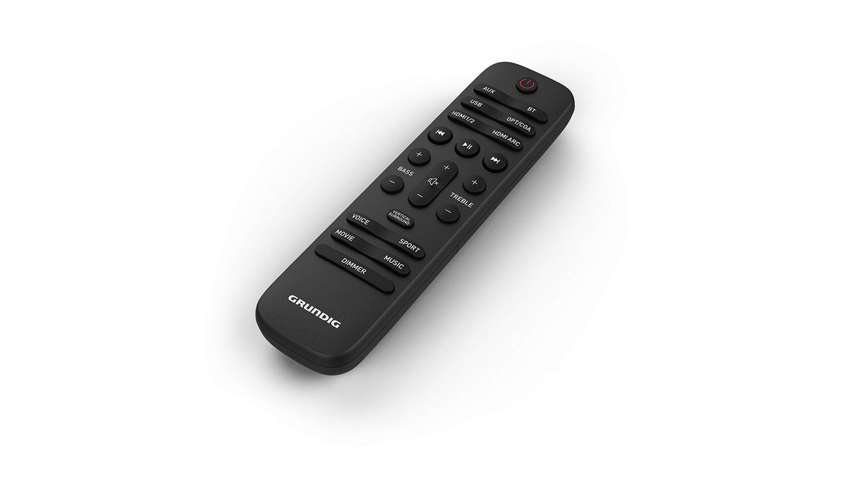 Grundig DSB 1000 - Barra de Sonido con subwoofer Integrado, diseño Delgado, 2.1 Canales Dolby Atmos, Potencia Musical de 120 W, Bluetooth 4.2, HDMI (ARC), óptico, coaxial y Entrada Auxiliar, Color