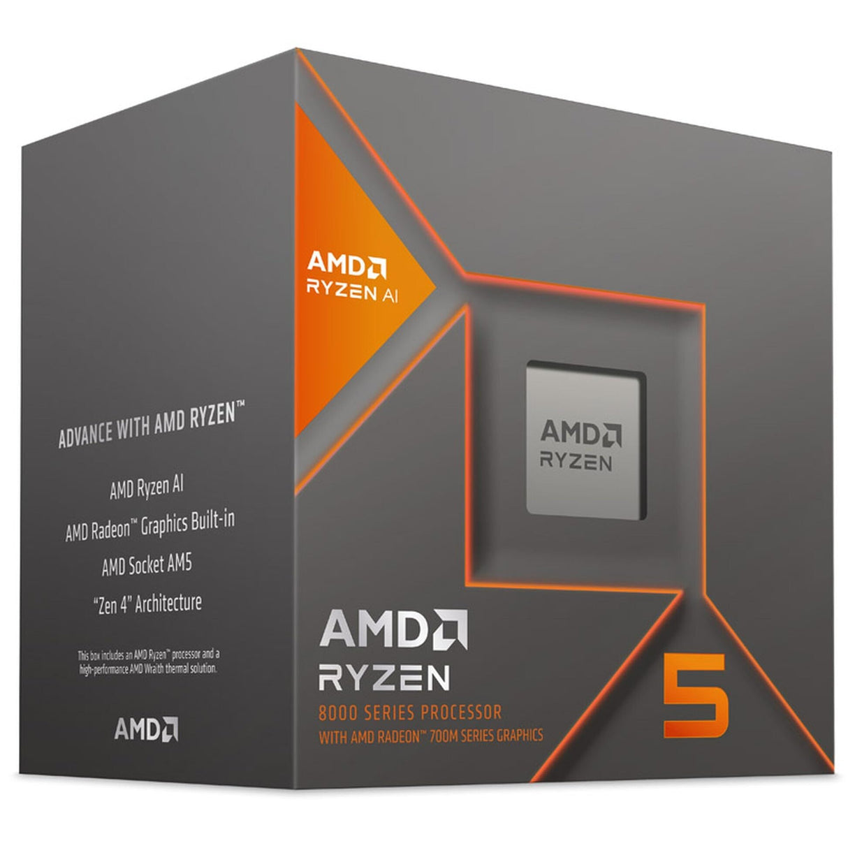 AMD Ryzen 5 8600G Procesador con IA (tarjeta gráfica Radeon integrada, Ryzen AI, 6 núcleos/12 threads, 65W TDP,Socket AM5,22MB Caché, Reloj de aumento máx. hasta 5,0Ghz, con ventilador Wraith Stealh)