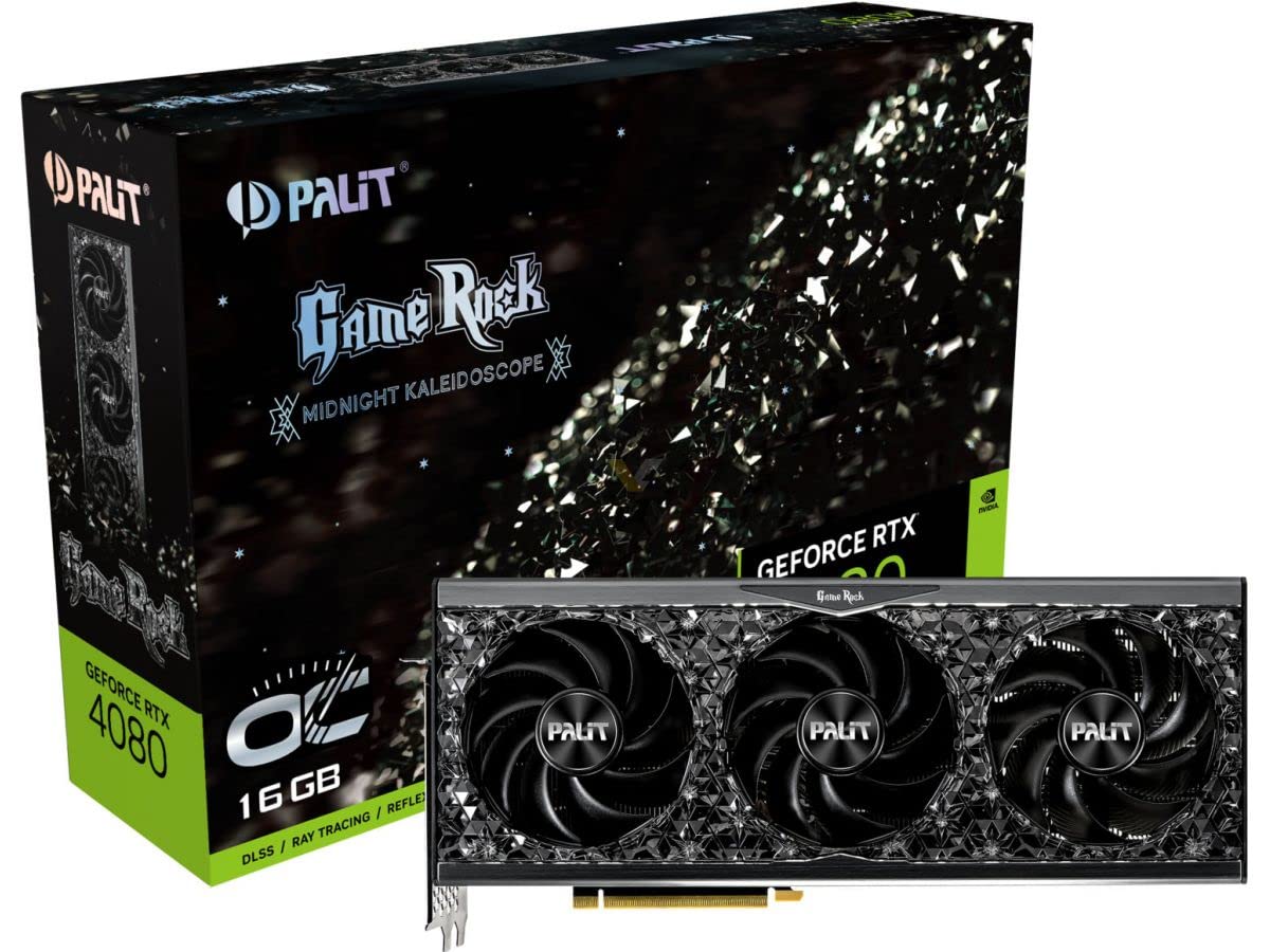Steelseries Palit GeForce RTX 4080 GameRock OC - Tarjeta gráfica GDDR6X de 16 GB con ARGB Sync, núcleo 9728, GPU de 2205 MHz, Impulso de 2640 MHz, DisplayPort 3X, HDMI