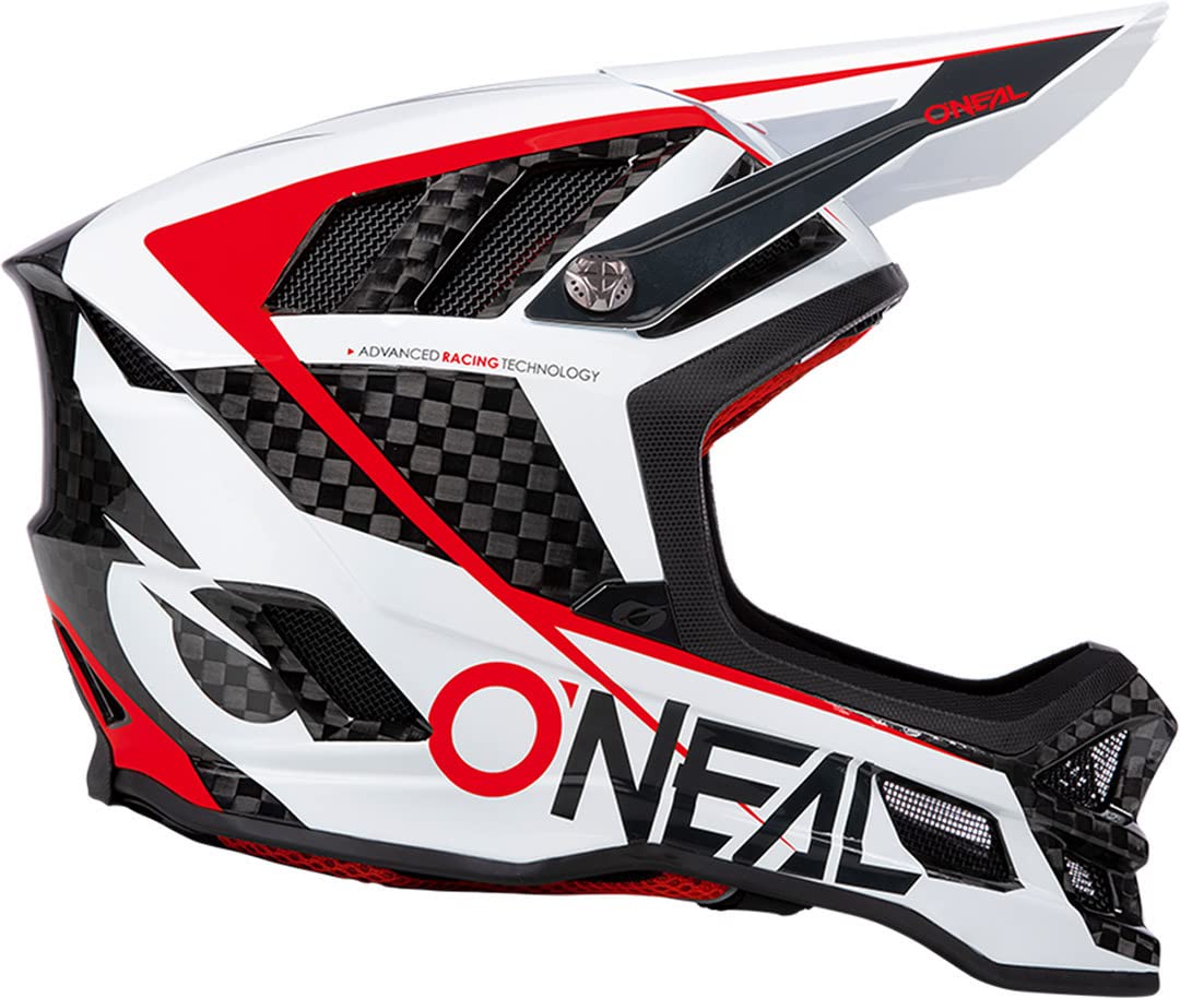 O'NEAL | Casco de Ciclismo de montaña | MTB Downhill | Tecnología de absorción de Impactos IPX®, Carcasa Ligera de Fibra de Carbono | Casco Blade Carbon IPX® GM | Adulto | Negro Blanco | Talla XL