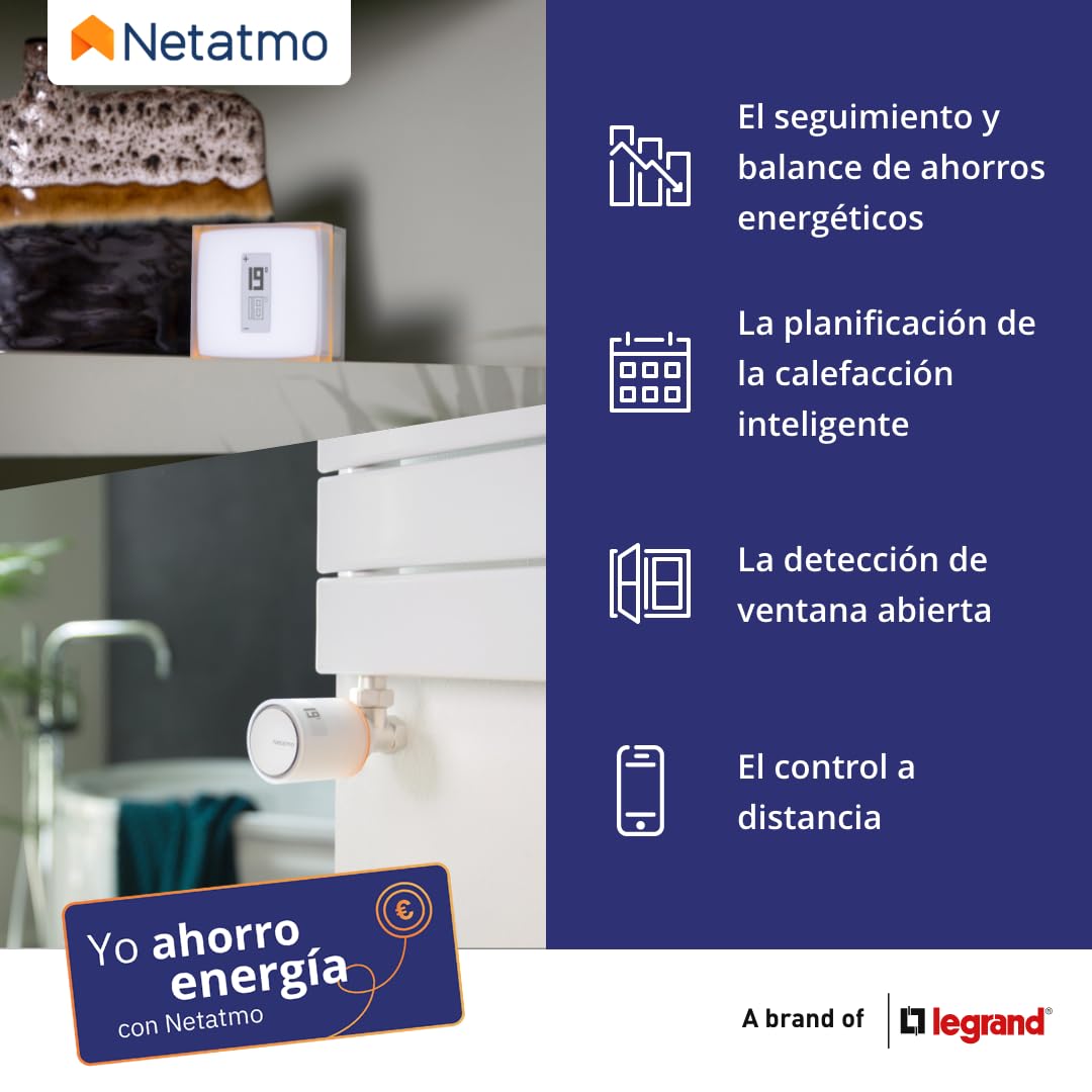 Netatmo Starter Pack Válvulas WiFi Inteligentes para Radiador, Control Remoto|Ahorro de energía, Paquete para calefacción colectiva, Compatible con Amazon Alexa, Apple y Google NVP-AMZ