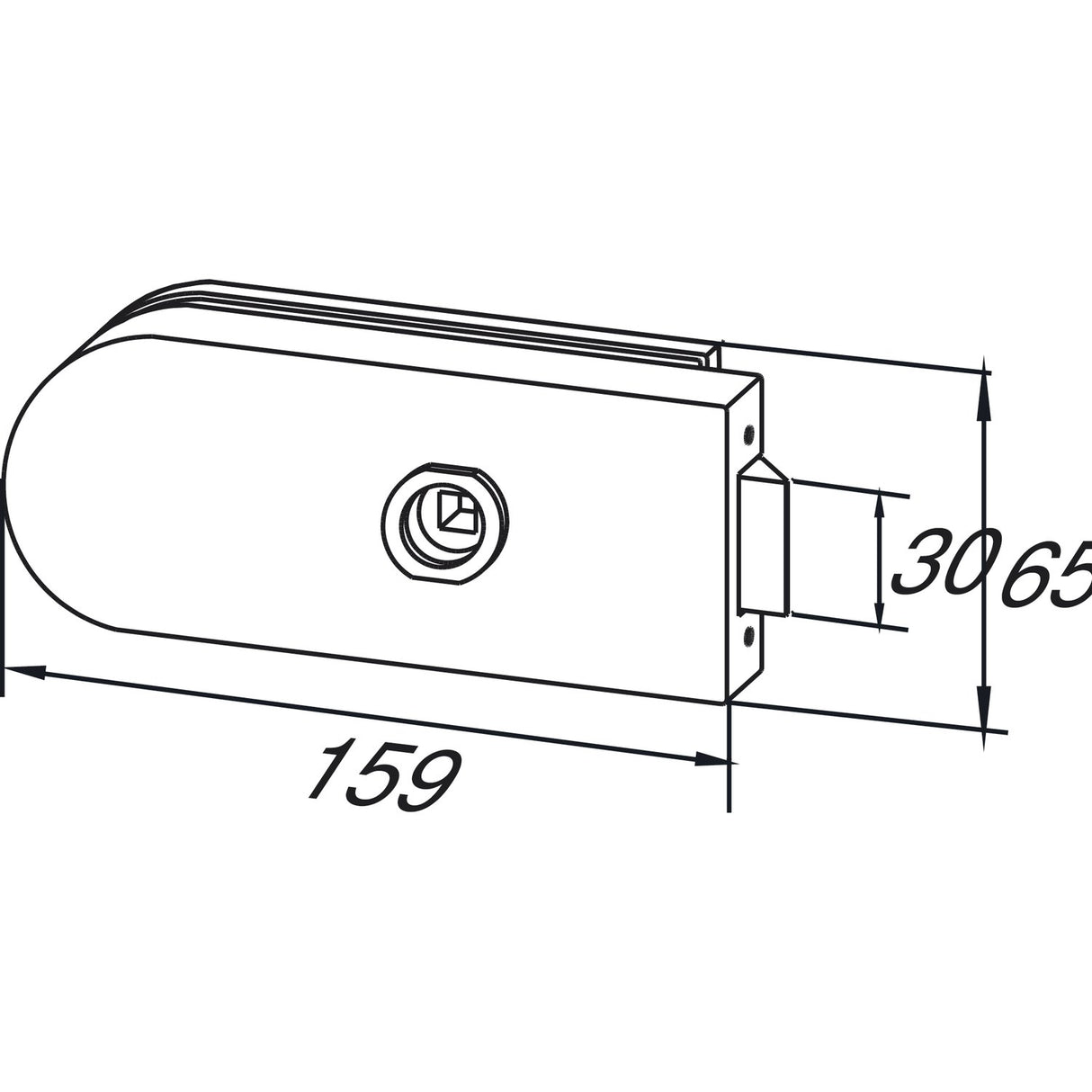 DORMA GLAS 81020130499 GTS - Cerradura delantera con protección UV AL3 Studio Rondo sin bloqueo, cristal 8 mm, color negro mate RAL 9005 (10.201)