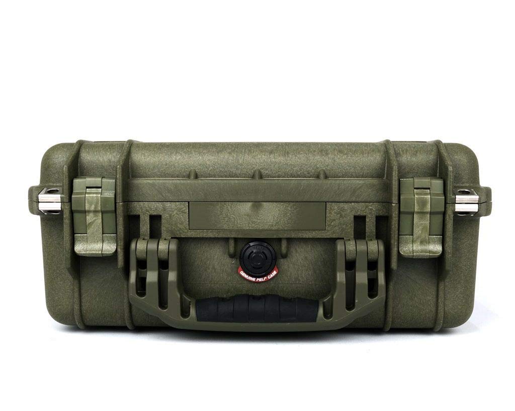 PELI 1450 Maleta protectora estanca de polipropileno para dispositivos electrónicos, cámaras, drones y más, IP67 estanca, 15L de capacidad, fabricada en Alemania, sin espuma, OD Green