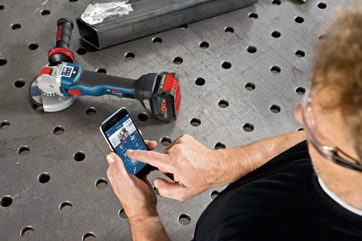 Bosch Professional 18V System GWX 18V-10 SC - Amoladora angular a batería (Brushless, X-LOCK, Ø 125 mm, vel. regulable 4500 - 9000 rpm, Connectivity, 2 baterías ProCORE 5.5Ah, en L-BOXX)