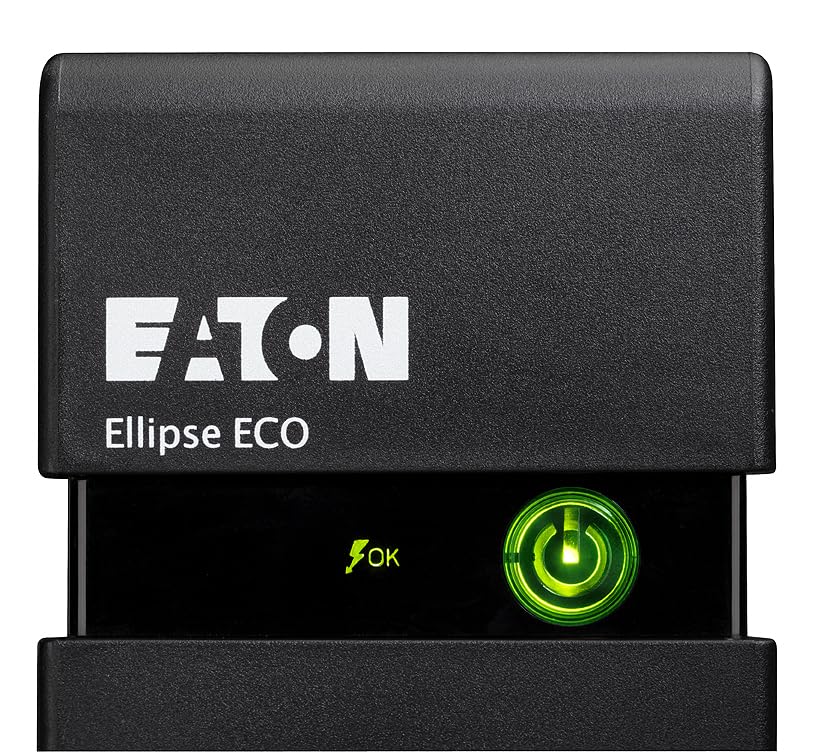 Eaton Ellipse Eco 1600 USB DIN - Fuente de alimentación ininterrumpida (SAI) - Potencia 1600 VA con protección de sobretensión (8 Salidas Schuko), Negro